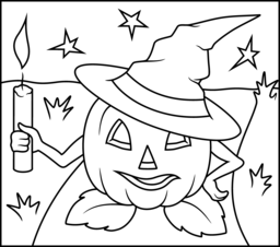 Coloring page pumpkin comes to us with a candle